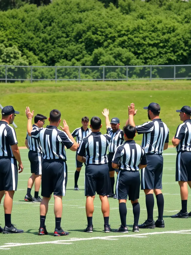 A photo of referees participating in a training session, focusing on practical skills and teamwork.