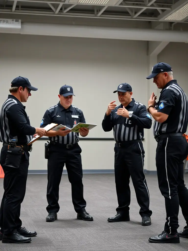 An image of young referees participating in an educational workshop, emphasizing the importance of training and development.