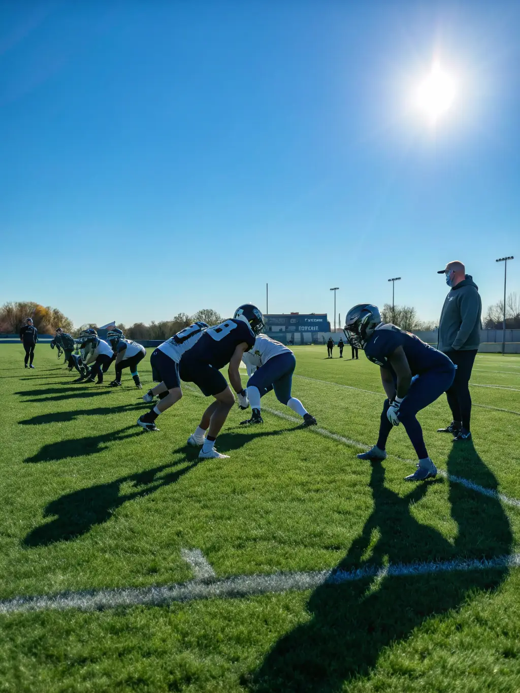 A photo of referees participating in a training session, focusing on practical skills and teamwork, set against a backdrop of a football field.